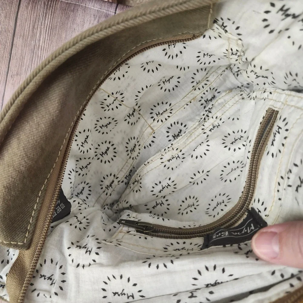 Myra Bag Spellbound Canvas Leather Earthy Hippy Messenger Bag Olive‎ Green Boho